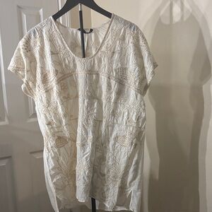 Zara Cream Floral Embroidered Blouse